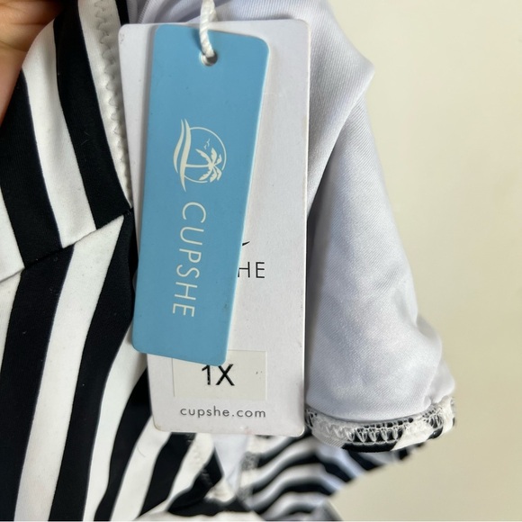 Cupshe Garden Floral and Stripe Bikini High Waisted NWT Size 1X Swimsuit 2 Piece - Picture 8 of 9